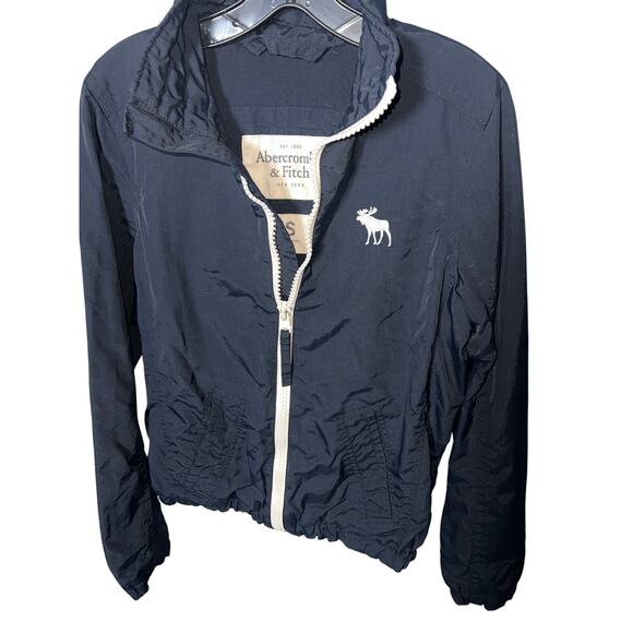 Vintage Abercrombie & Fitch Moose Logo Windbreaker Navy Size S - Picture 1 of 7